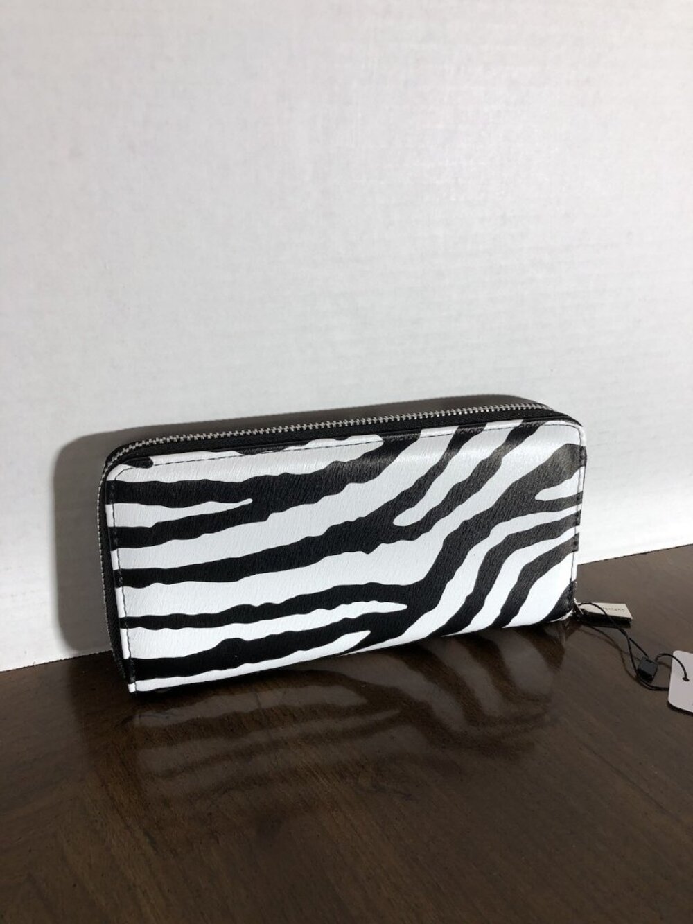 Brentano RFID blocking Single Zip Wristlet Wallet In Zebra 8” x 4”
